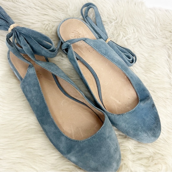 Madewell April Blue Suede Lace Up Ballet Flats Size 7.5 - Picture 5 of 8